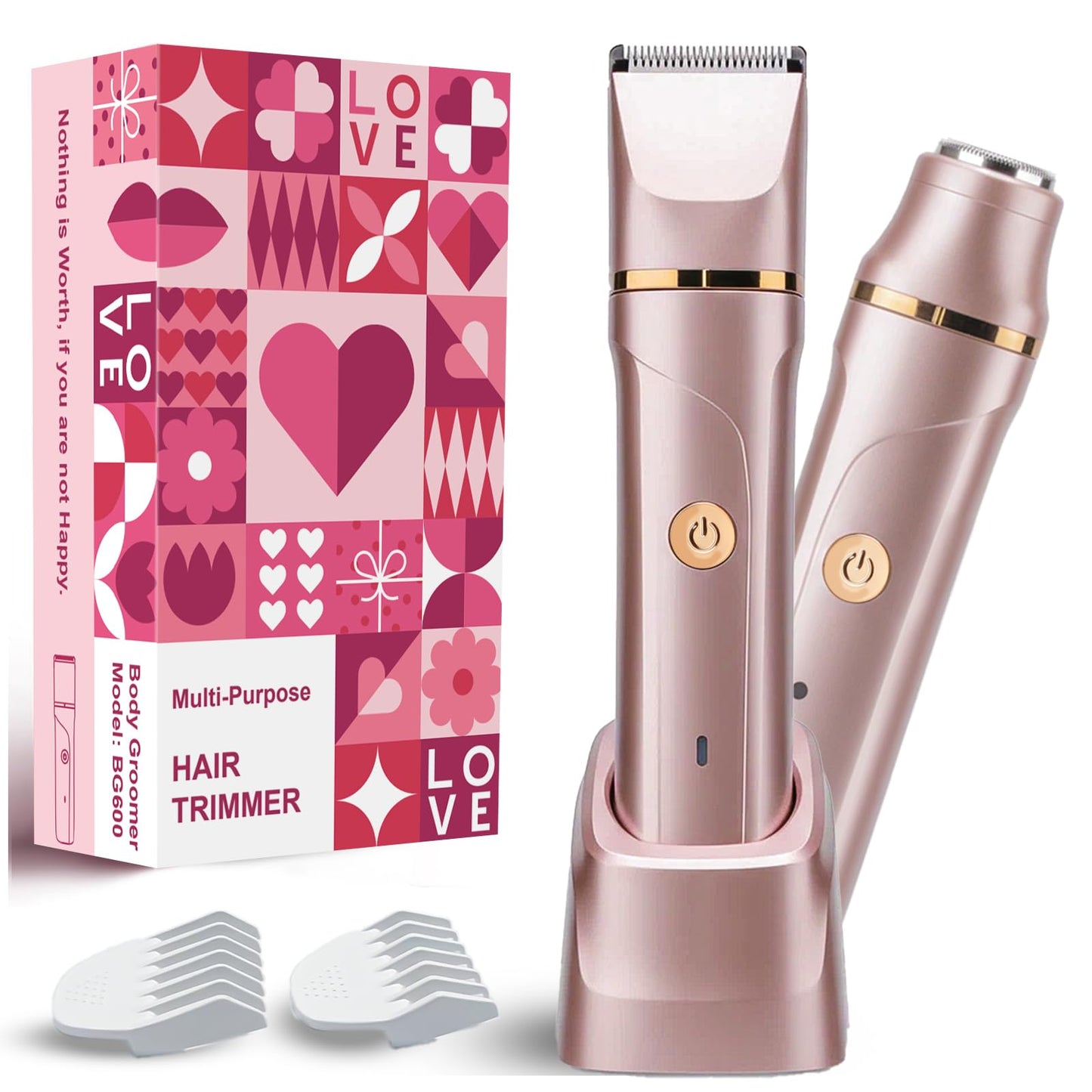 Bikini Trimmer for Women 2-in-1 Electric Razors for Women with Body & Facial Heads, Rechargeable Bikini Shaver for Smooth Pubic & Body Grooming, Waterproof, Portable & Travel-Friendly Gift