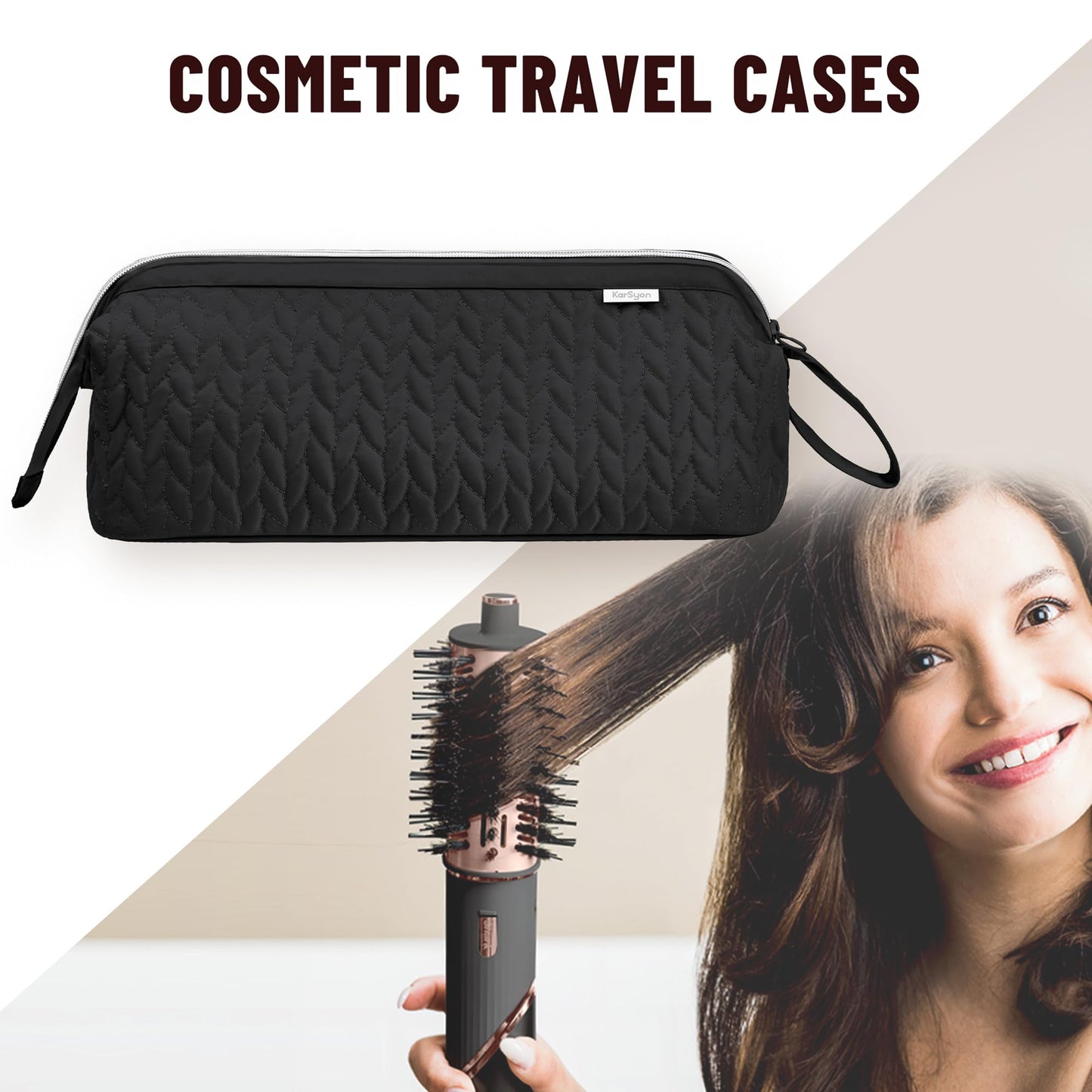 KarSyon Shark Flex Style Case for Dyson Airwrap Hair Dryer Brush Revlon Hair Tools Travel Bag Carrying Case Flat Curling Iron Organizer (Black)