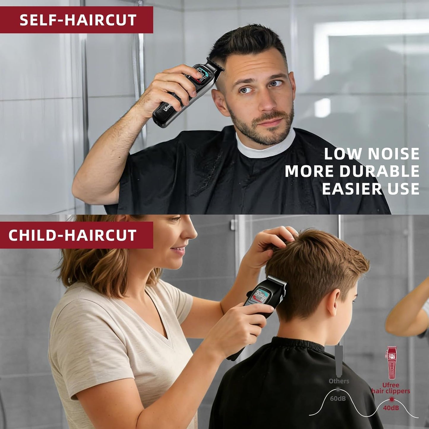 Professional Hair Clippers for Men - Cordless Barber Trimmer Set with DLC Blades | Precision Cutting Kit
