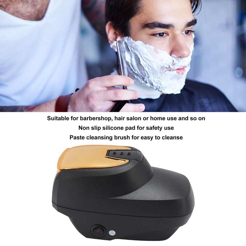 Professional Hot Lather Machine for Shaving Large Capacity Electric Foaming Machine Shaving Foam Machine for Home Salon Barber Shop, Black Gold (US Plug 110V)