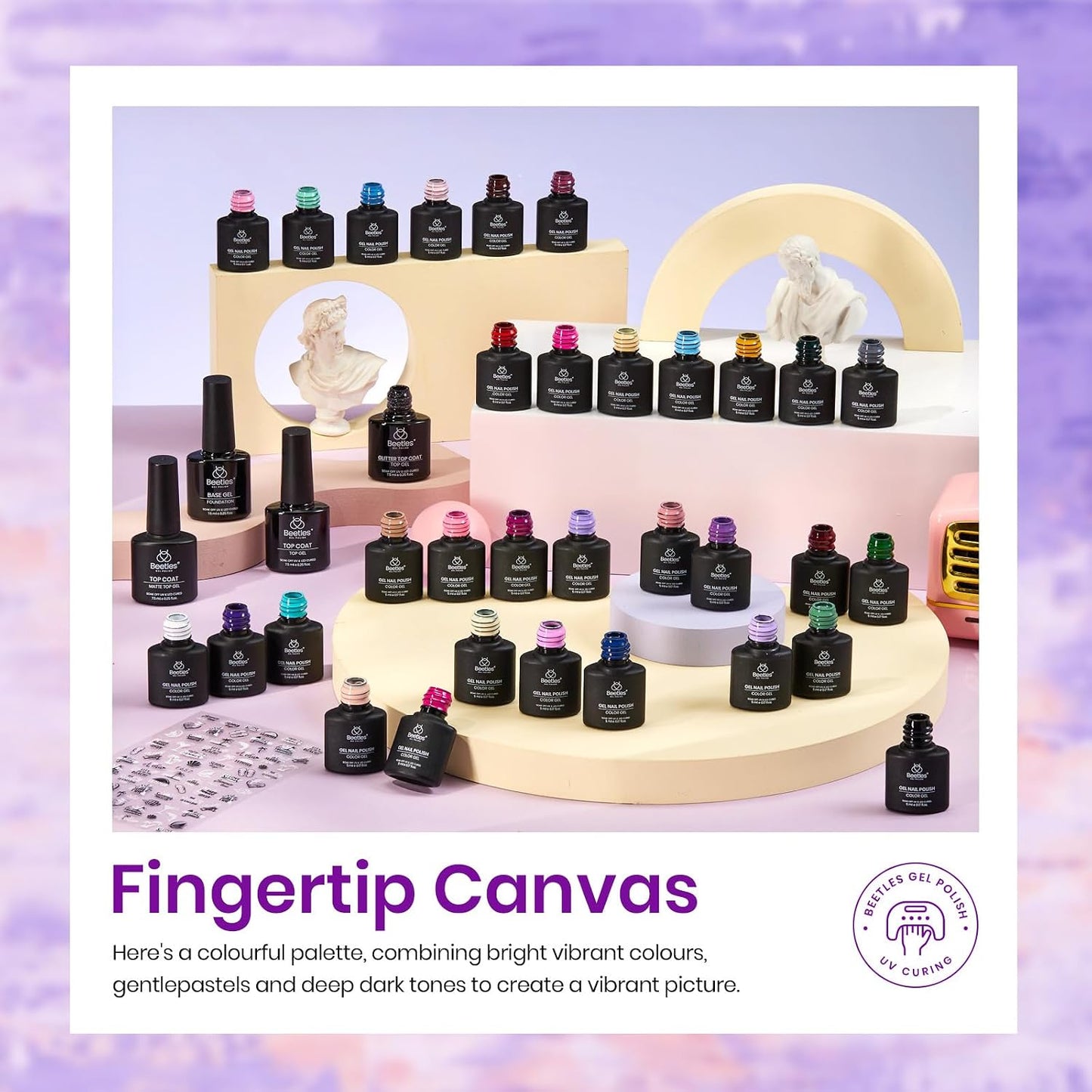 Beetles Gel Nail Polish Set - 32 Vibrant Colors | UV LED Soak Off Nail Kit with Base & Top Coat