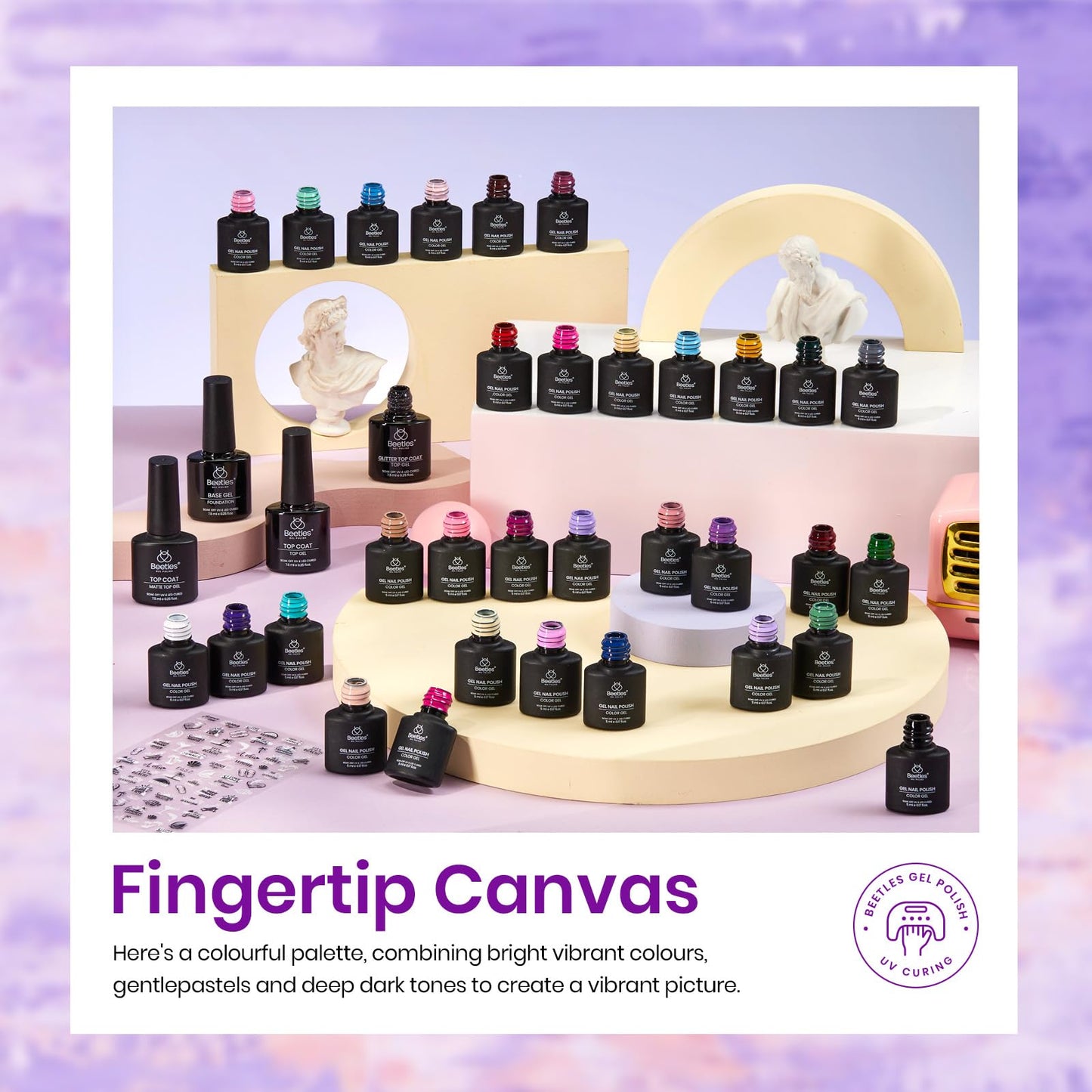Beetles Gel Nail Polish Set - 32 Colors Summer Orange Red White Blue Purple Nude Black Brown Green Gel Polish, UV LED Soak Off Nail Kit with Base and Top Coat All Season Gift for Women