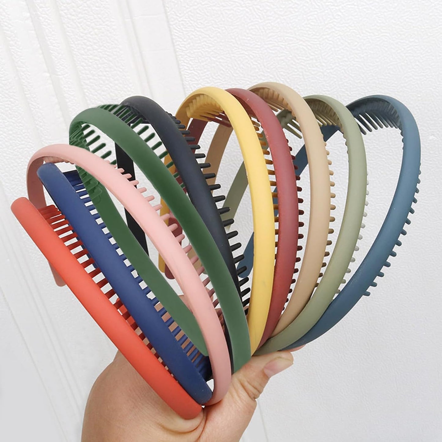 7mm Thin Headbands for Women | 10 PCS Colorful Plastic Hair Bands with Teeth for Men & Teen Girls