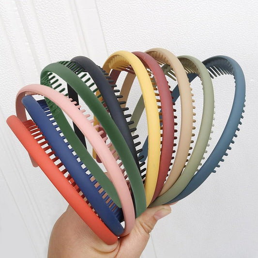 YONOY Thin Hair Bands with Teeth - Non-Slip Plastic Headbands for Girls | 10 Colors, Short Morandi Hair Accessories
