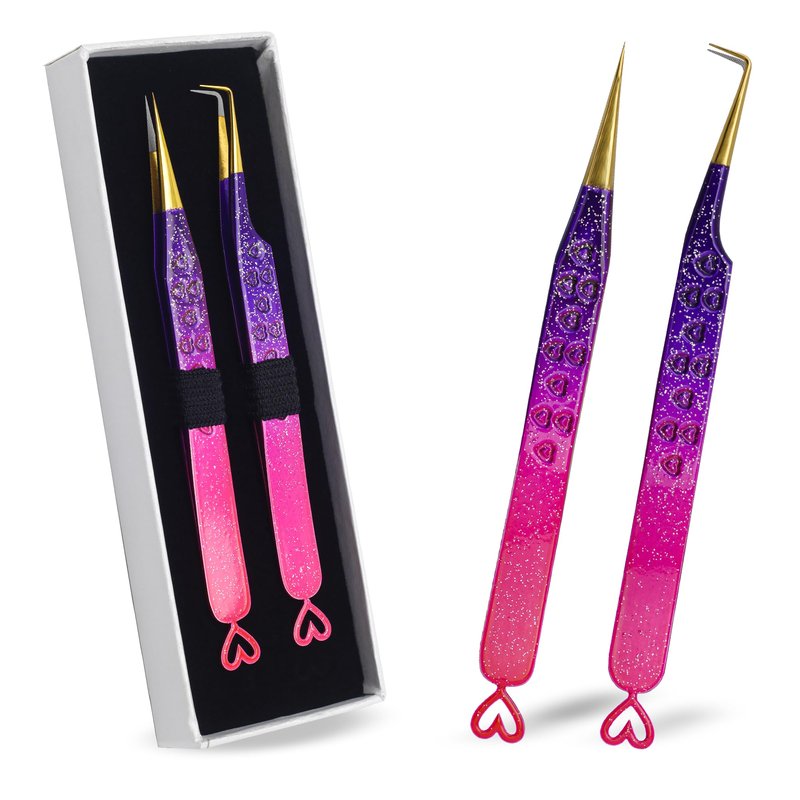 Precision Eyelash Extension Tweezers with Fiber Tip, Volume & Isolation Tweezers, Japanese Stainless Steel.