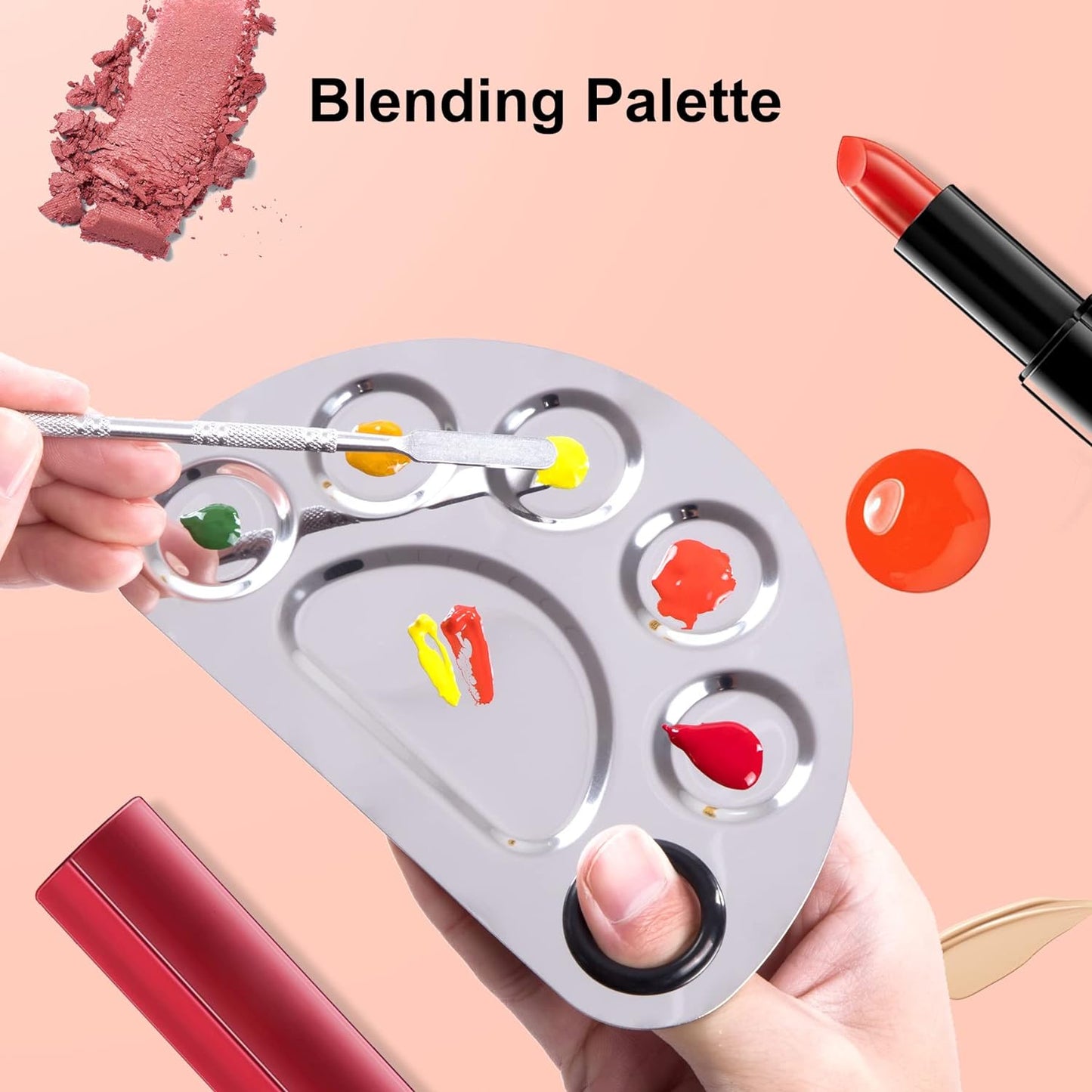 Stainless Steel Makeup Palette - Mixing Tool for Foundation & Nail Art | 6"x4" | Silver | 2pcs