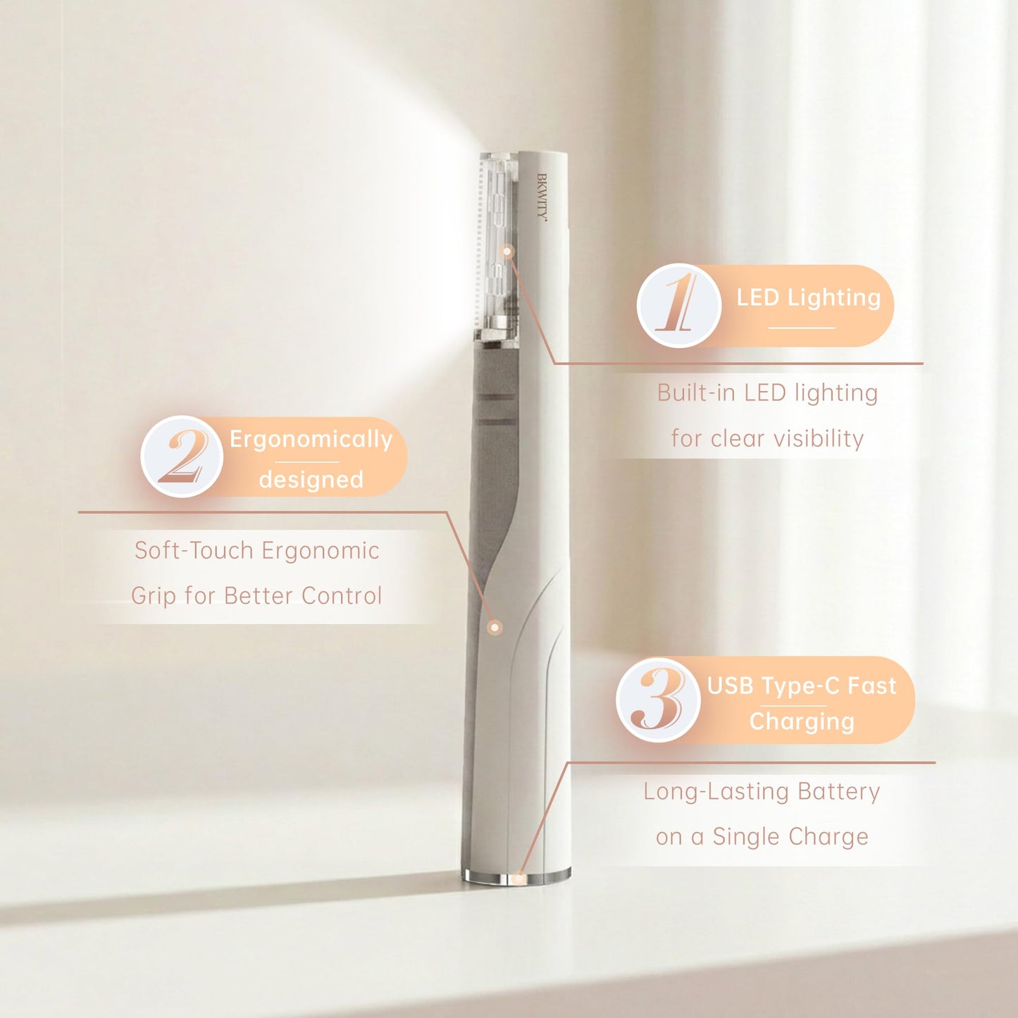 Bkwity Sonic Dermaplane Razor for Women Facial Hair & Peach Fuzz Remover