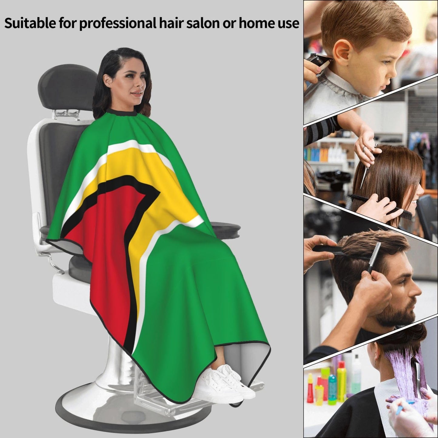 Guyana Flag Hair Cutting Barber Cape Hair Salon and Dyeing Styling Cloth for Women/Men