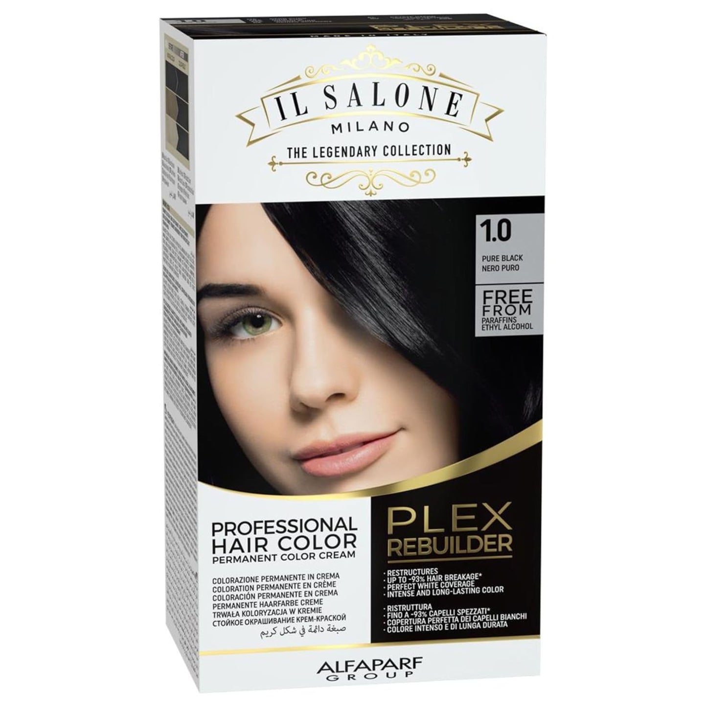 Plex Rebuilder Permanent Hair Color Cream - 1.0 Pure Black Dye Kit | Professional Salon Quality, Protects & Restructures