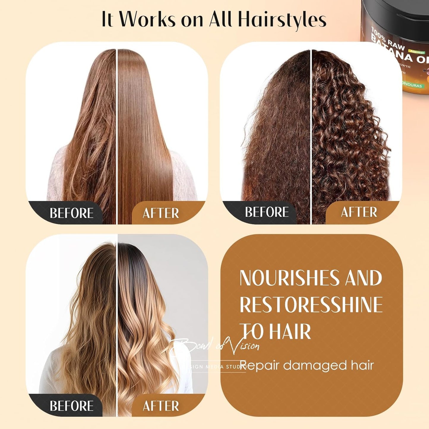 Batana Oil for Hair Growth - 100% Pure Organic Oil from Honduras | Restores Dry, Damaged Hair