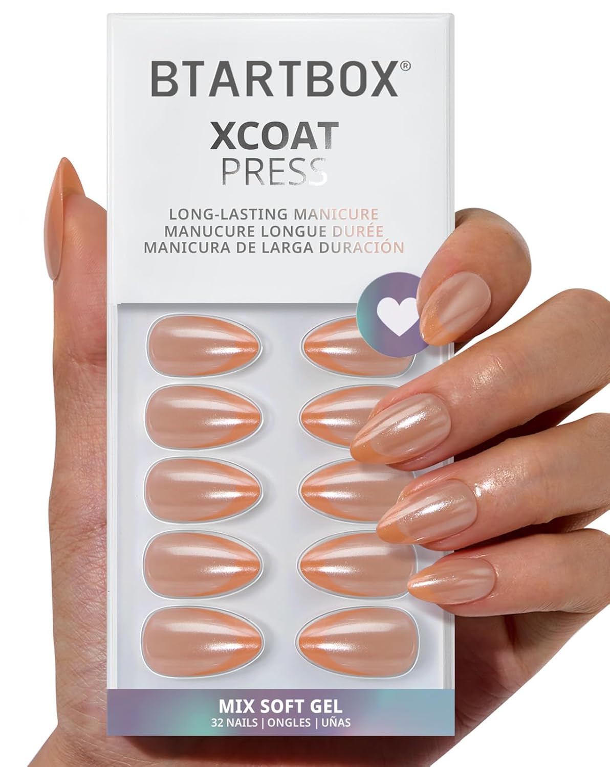 Press On Nails Almond - 3D Polka Dot Glitter Medium Nails | 32-Piece All-in-One Kit with Glue & Adhesive Tabs