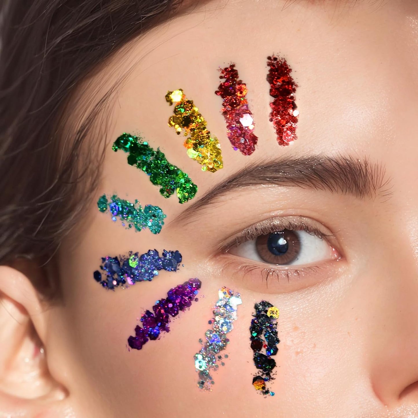 Body Glitter Gel - 12 Colors Festival Makeup for Face & Hair | Sparkling Body Glitter