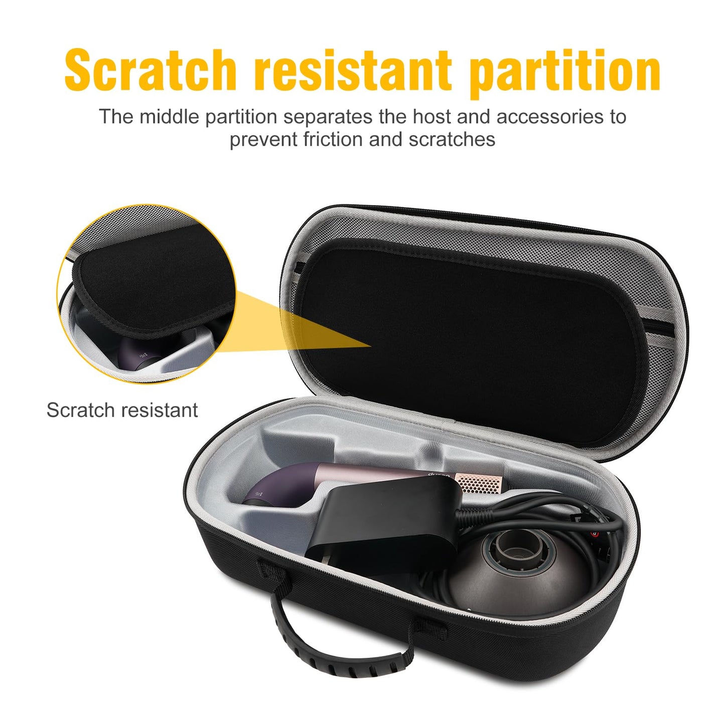 XINGFUDAO Carrying Case Compatible with Dyson Supersonic Nural and Supersonic R, Hard Travel Case for Hair Dryer, Black