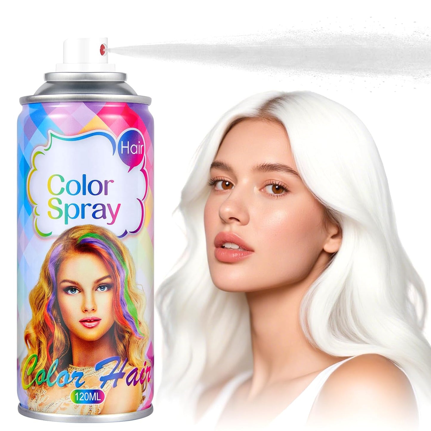 Temporary Hair Color Spray - Washable White Hair Dye for Kids & Adults | 4.06oz | Perfect for Cosplay & Parties