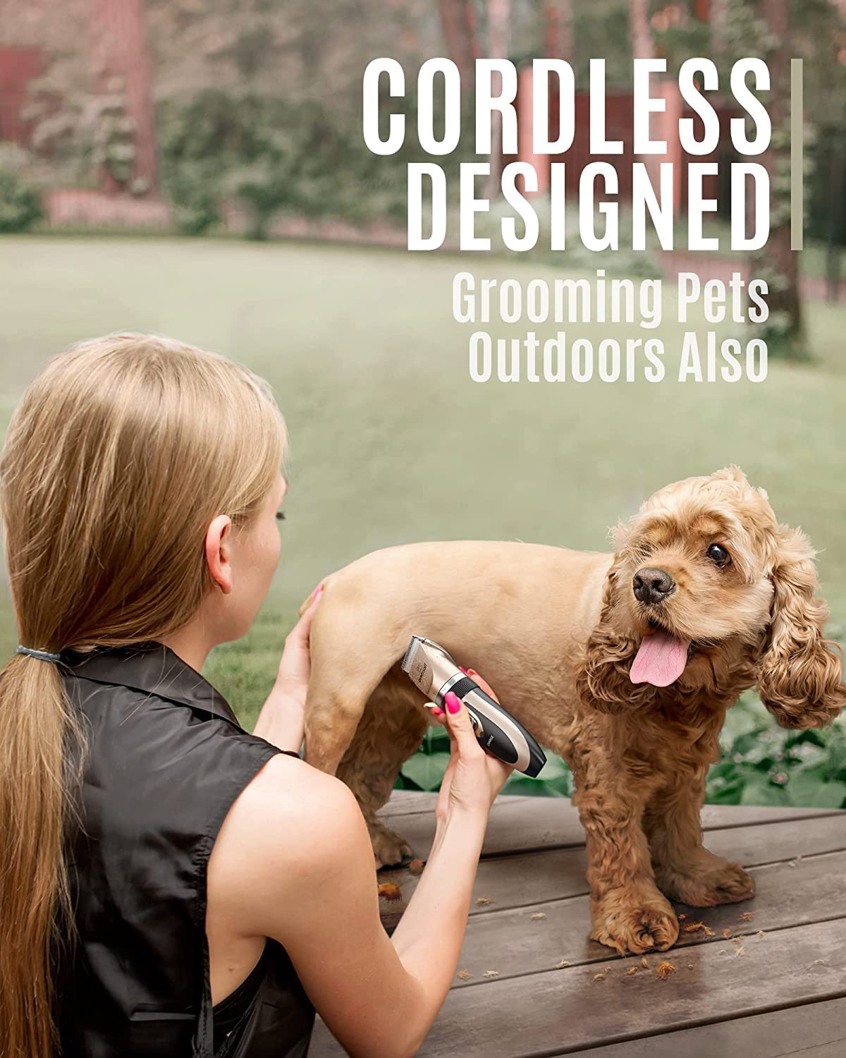 oneisall Dog Clippers Low Noise, Dog Grooming Kit with Rechargeable, Pet Shaver Cordless Electric Quiet Hair Clipper Set for Dogs Cats Pets（Gold）