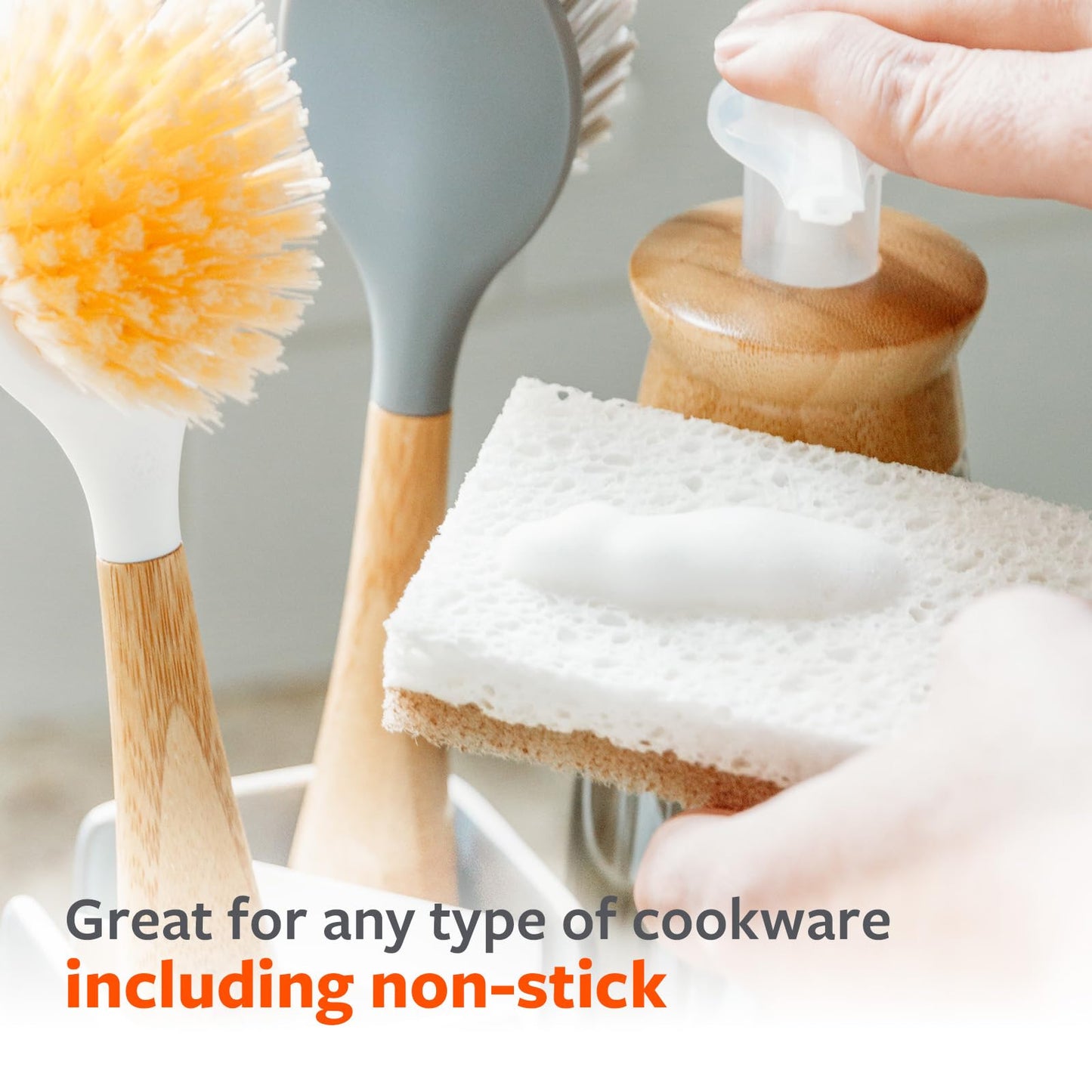 Full Circle Walnut Scrubber Sponges, Pack of 2 – Dual-Sided, Plant-Based & Recycled Kitchen Sponges, Gentle on Nonstick Cookware