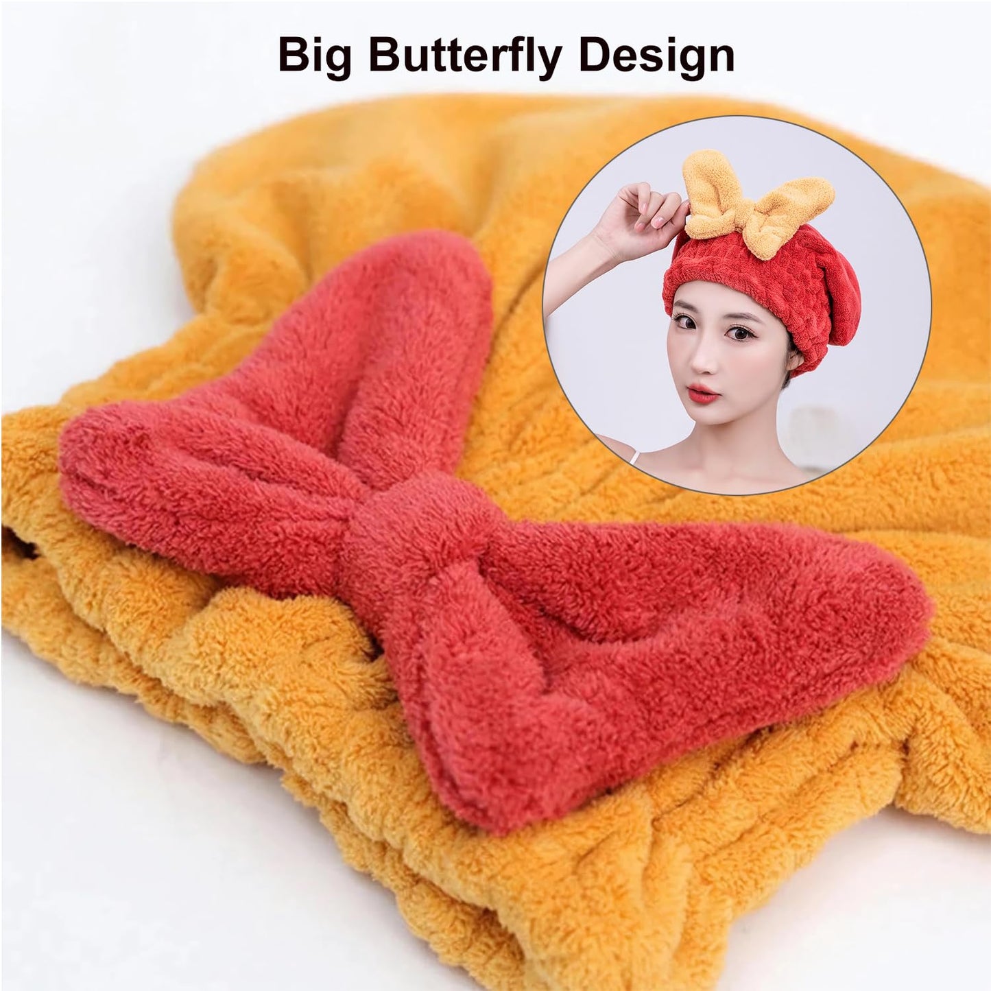 YUMINGUHC Microfiber Hair Drying Caps for Women 2Pack Pink+Blue