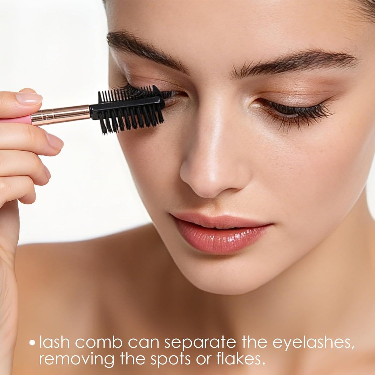 3 Head Eyebrow Eyelash Shaper - Double Head Spoolie Brushes for Grooming & Separating Lashes | Pink