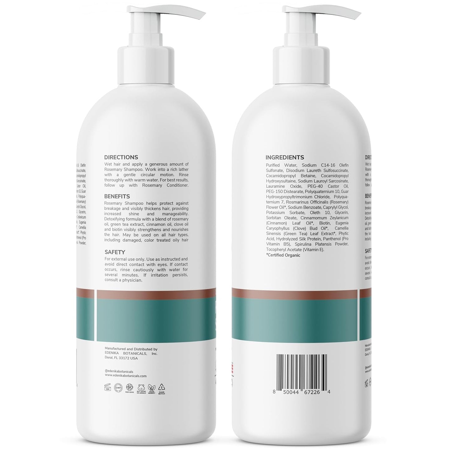 Rosemary Oil Shampoo - Biotin Formula for Thinning Hair | Sulfate-Free, Organic, 16 fl oz