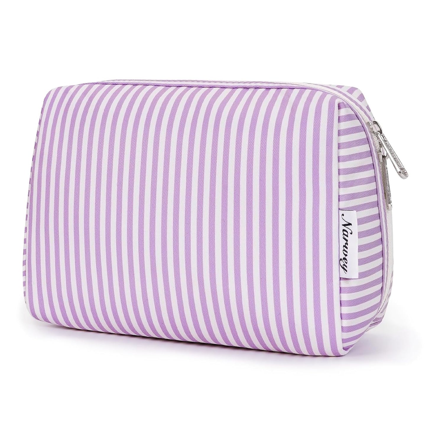 Checkered Makeup Bag - Travel Cosmetic Organizer with Compartments | Large Sky Blue Checkerboard