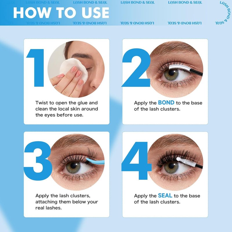 Lash Cluster Glue - Upgraded Clear Waterproof Bond & Seal | Fast-Dry 2-in-1 Formula, 10ML