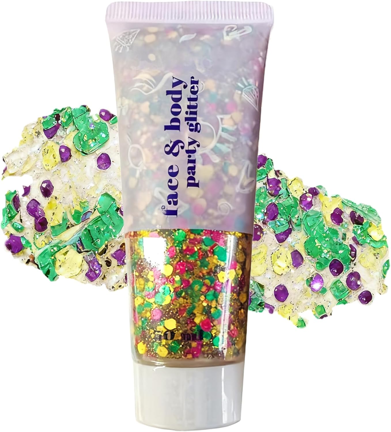 Mardi Gras Glitter Stick - Long-Lasting Face & Body Makeup | Green, Purple, Gold Sparkling Chunky Glitter for Festivals
