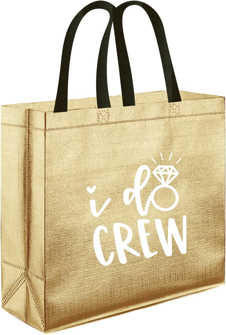 Rose Gold I Do Crew Gift Bags - 8 Non-Woven Bags for Bridesmaid Gifts | Bachelorette Party Favors