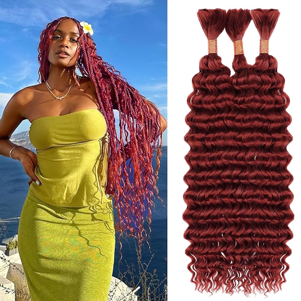 DiexrLamx Human Braiding Hair for Boho Braids 3 Bundles/Pack 30 30 30 Inch Color 33 Deep Wave Bundles Human Hair Curly Boho Hair for Braiding