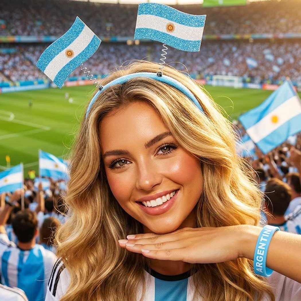 CAKURE Argentina Headband Soccer Fan Headbands Silicone Bracelet for Sports Events (Argentina Fan Set)