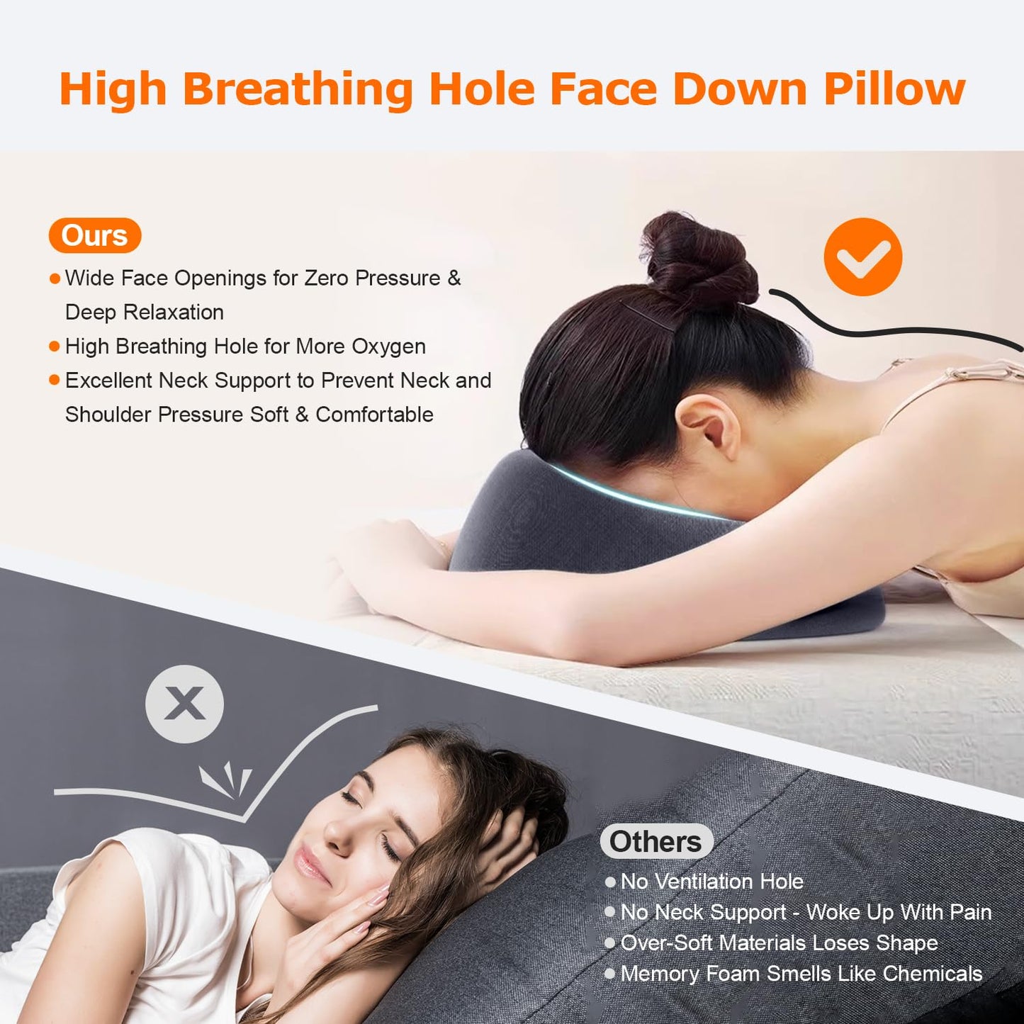 Massage Face Cradle Headrest - Post-Surgery Recovery Pillow for Stomach Sleepers | Pink Color