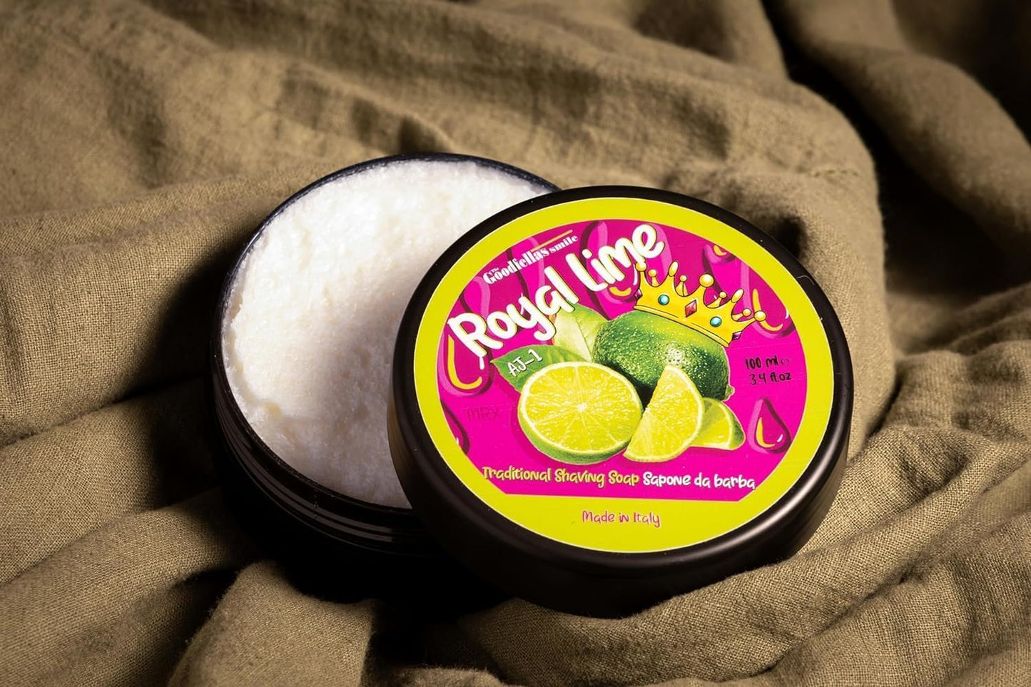 The Goodfellas’ Smile ROYAL LIME (Zesty Sicilian Lime) Italian Shaving Soap – Soft Lathering Croap for Traditional Wet Shaving with Brush, Razor & Soap Bowl