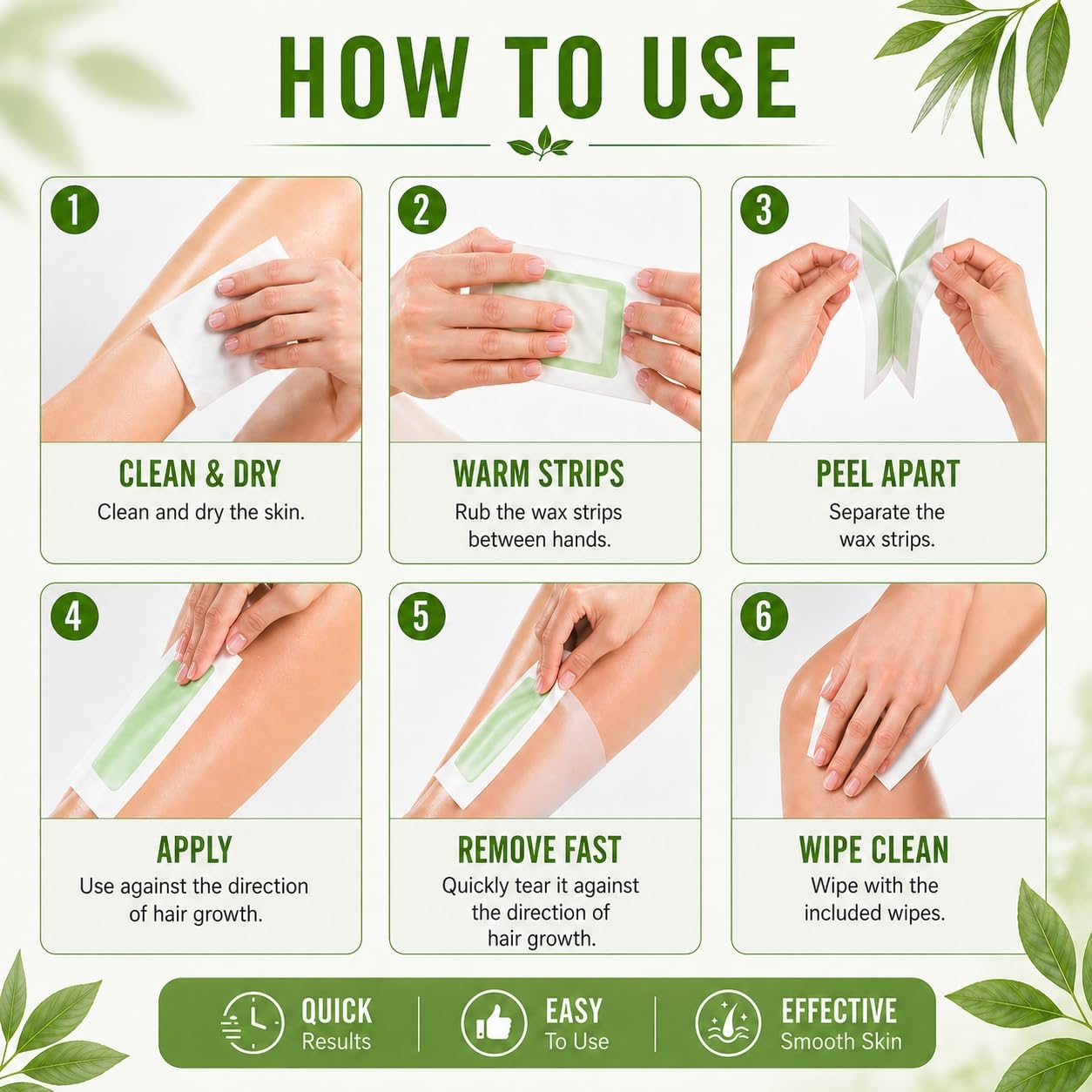 Wax Strips Body Hair Removal 120 Strips Bikini Waxing Strips Dual Sides Brazilian Wax Strip Arms Legs Underarm Back Ready to Use Waxing Kit for Women Men Face