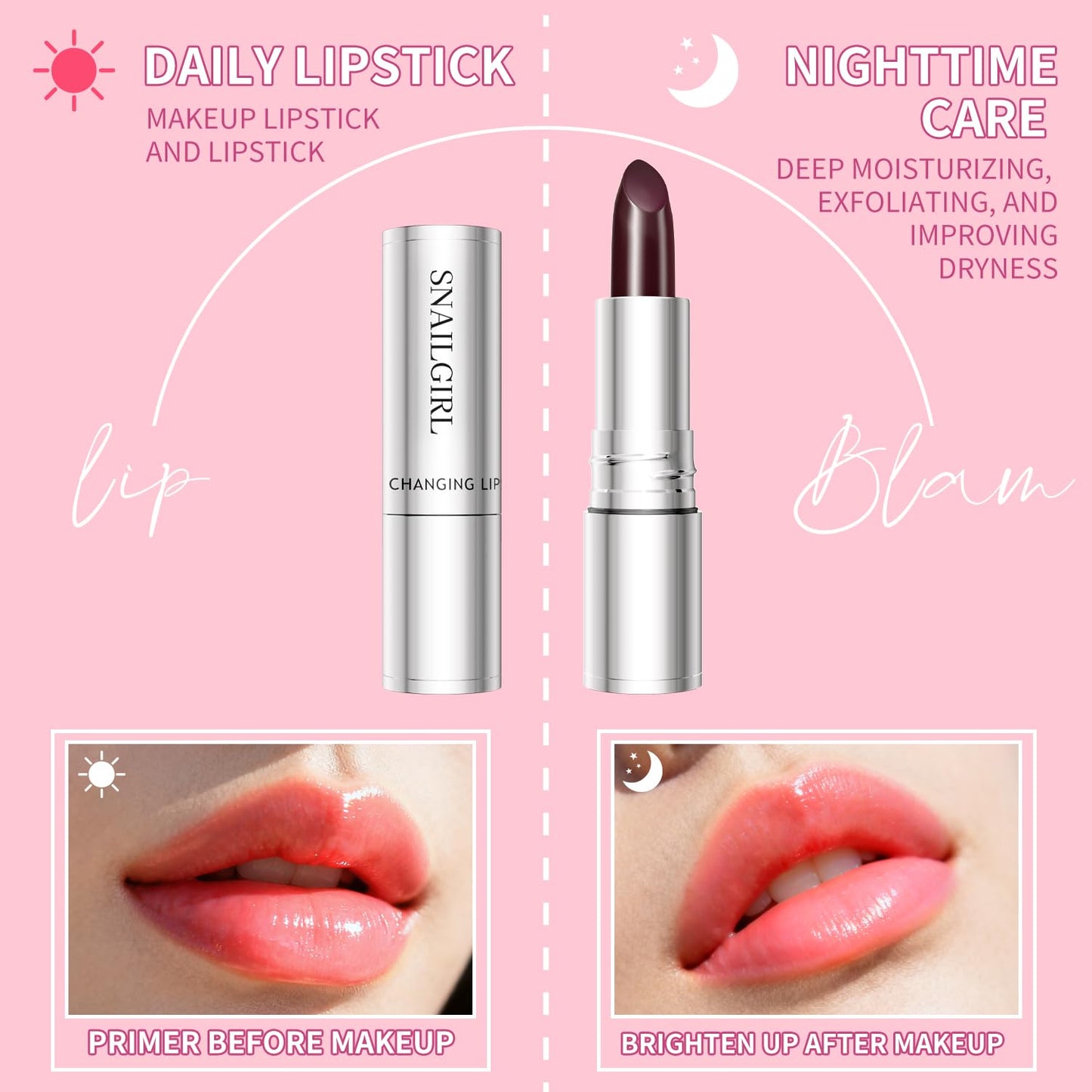 QIC Color Changing Lipstick，PH Lipstick Color Changing, Long Lasting Nutritious Balm, Temperature Change Moisturizer,lipstick for women， Long Lasting
