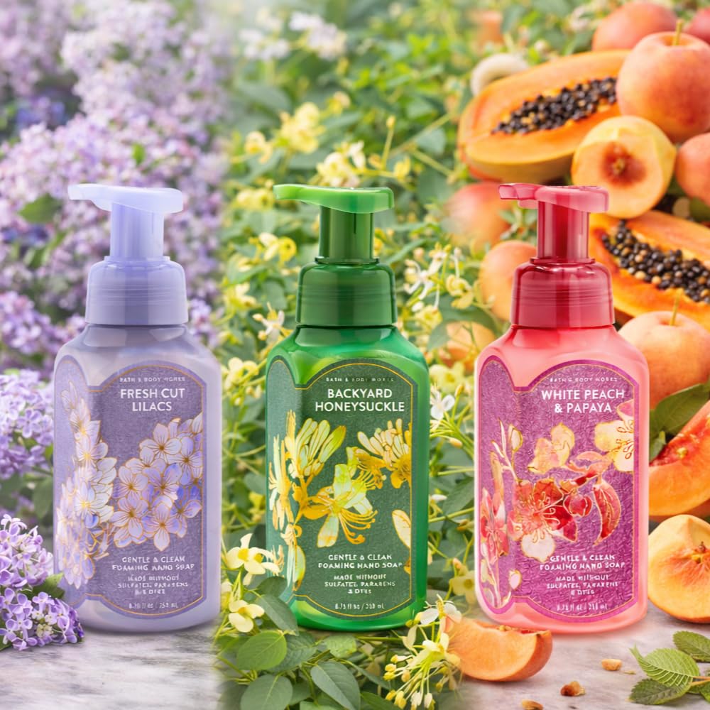 Gentle & Clean Foaming Hand Soap - Fresh Cut Lilacs, Backyard Honeysuckle & White Peach | 3-Pack, 8.75 fl oz Each