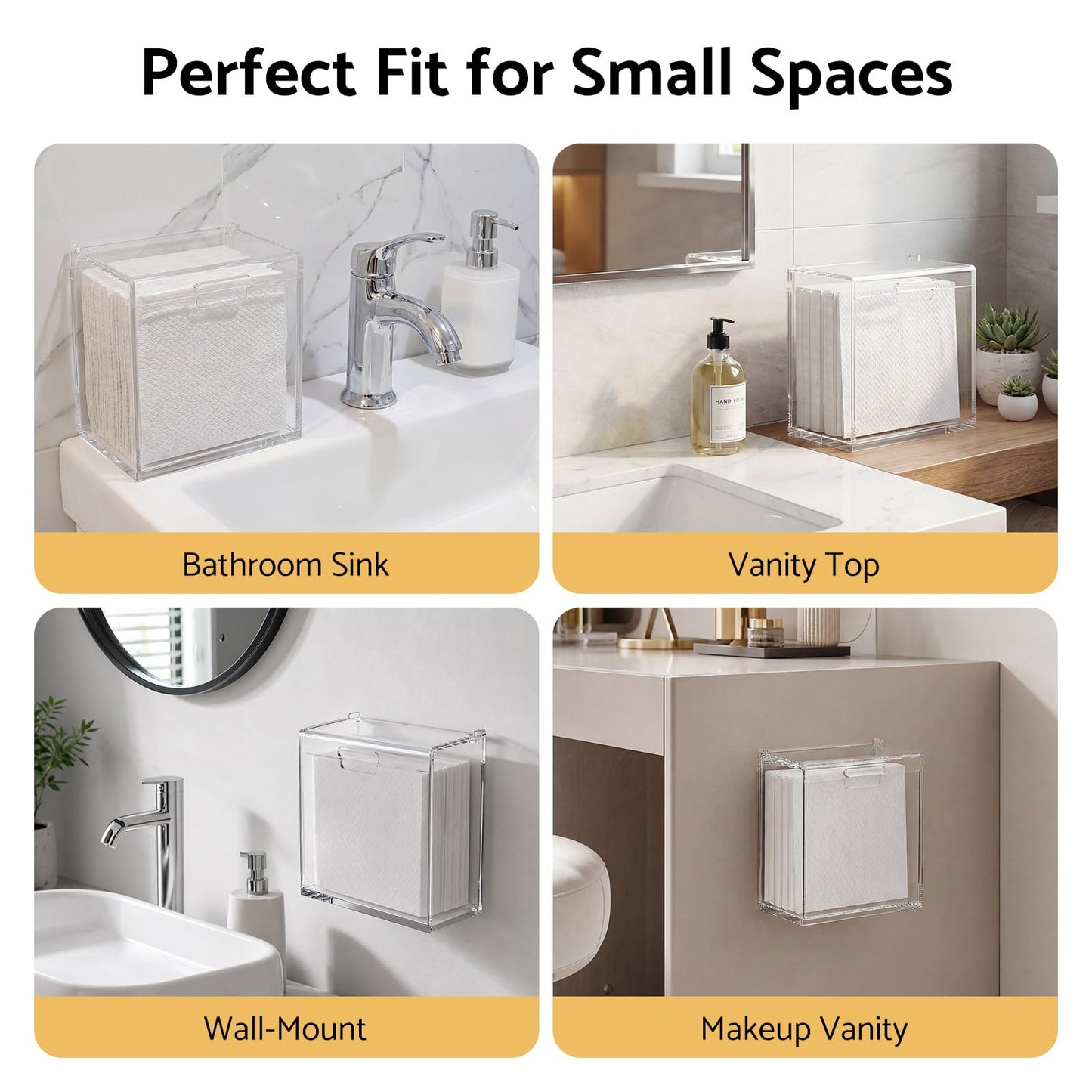 HlIMIEI Acrylic Disposable Face Towel Holder: Clean Skin Club Facial Towels Holder, Container for 25 Clean Towels XL (NOT Included), Waterproof Clear Face Cloth Storage Box for Bathroom Counter