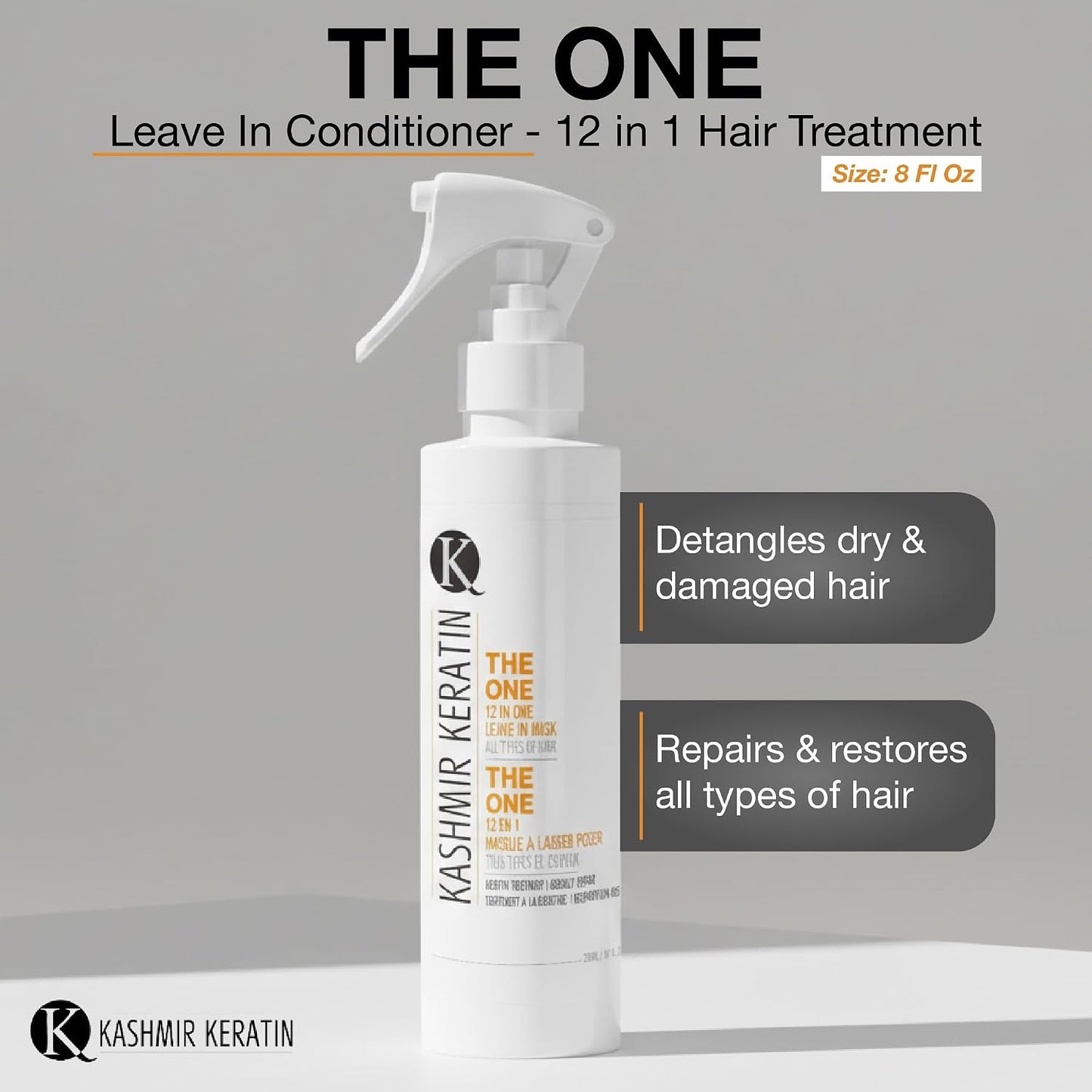 Kashmir Keratin Leave-In Conditioner Spray - 12-in-1 Hair Treatment for Frizz Control & Shine | 8 Fl Oz