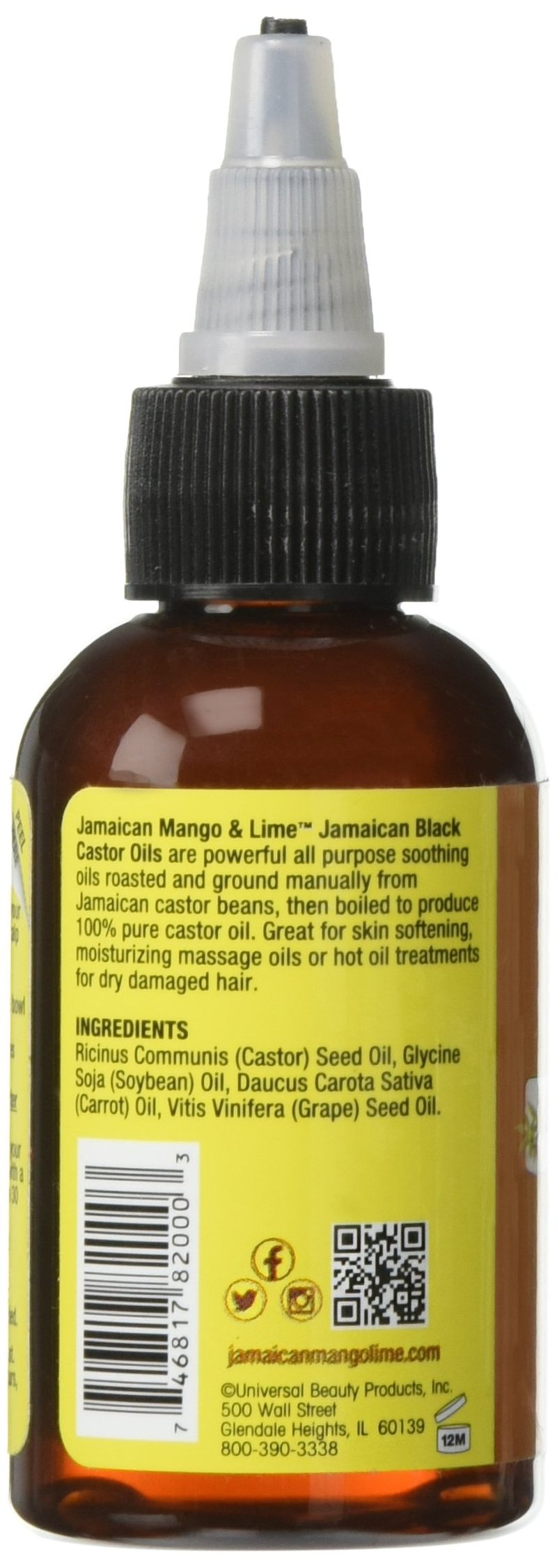 Jamaican Mango & Lime Black Castor Oil Original – Strength & Shine – Lightweight Hair & Scalp Oil for Locs, Braids, Twists & Natural Hair – (2 fl oz, Pack of 1)