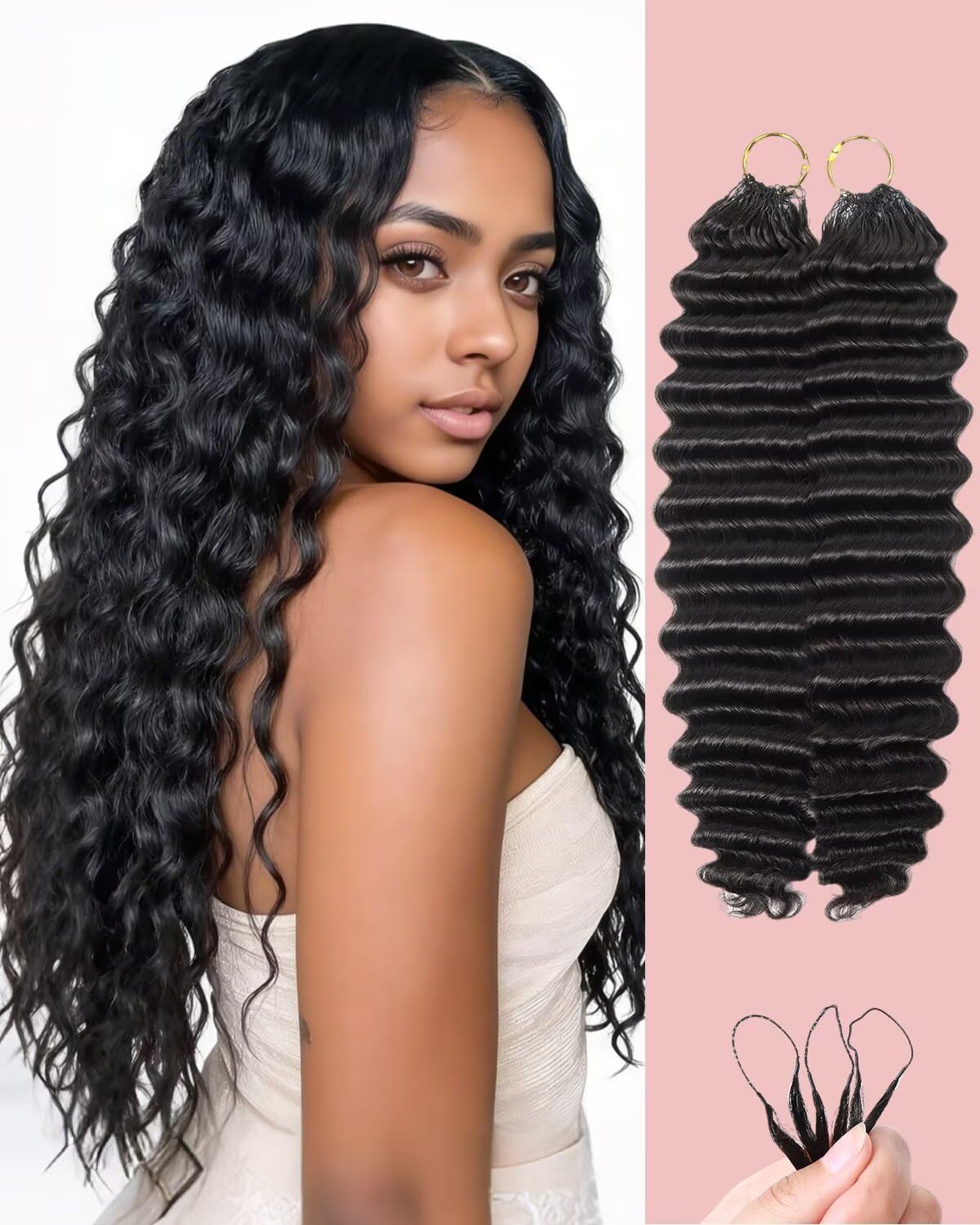 Human Crochet Hair for Black Women - 18 Inch Feather Extensions | Soft Lightweight Burmese Curly Texture, 55g 40 Strands