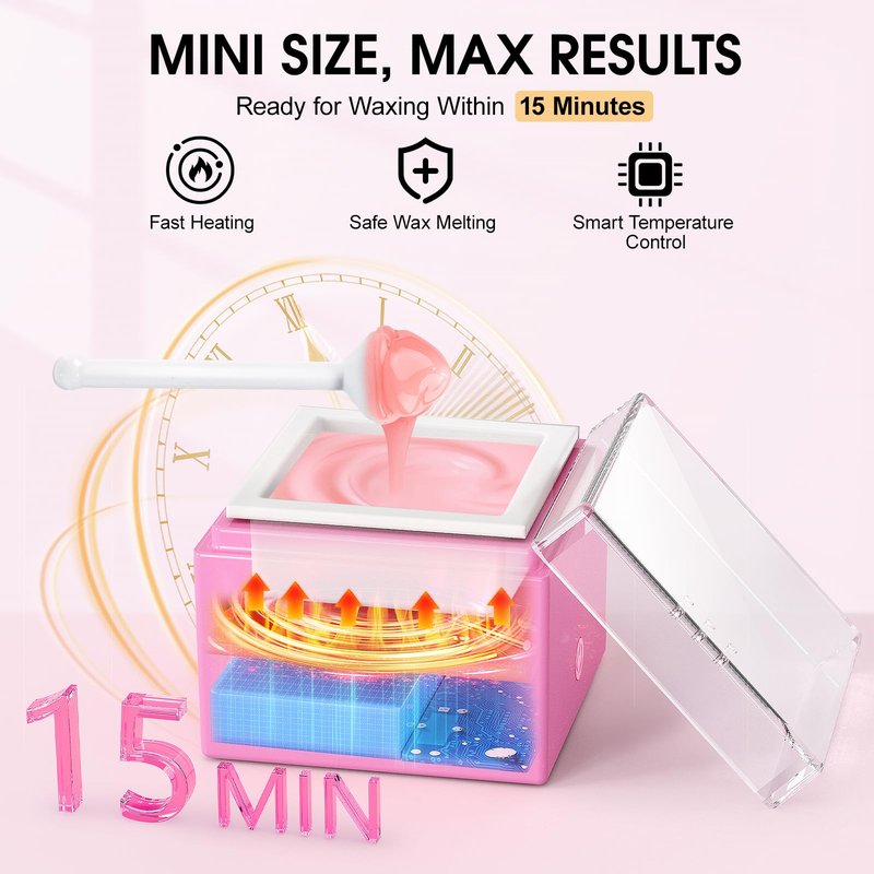 Nose Wax Kit Men, Cordless Mini Wax Warmer for Eyebrow Ear Hair Removal, Waxing Kit for Women Men with 100g Beads, 6 Applicators, 6 Nose Sticks, Storage Bag, Waxer Melter Machine for Home Travel Use