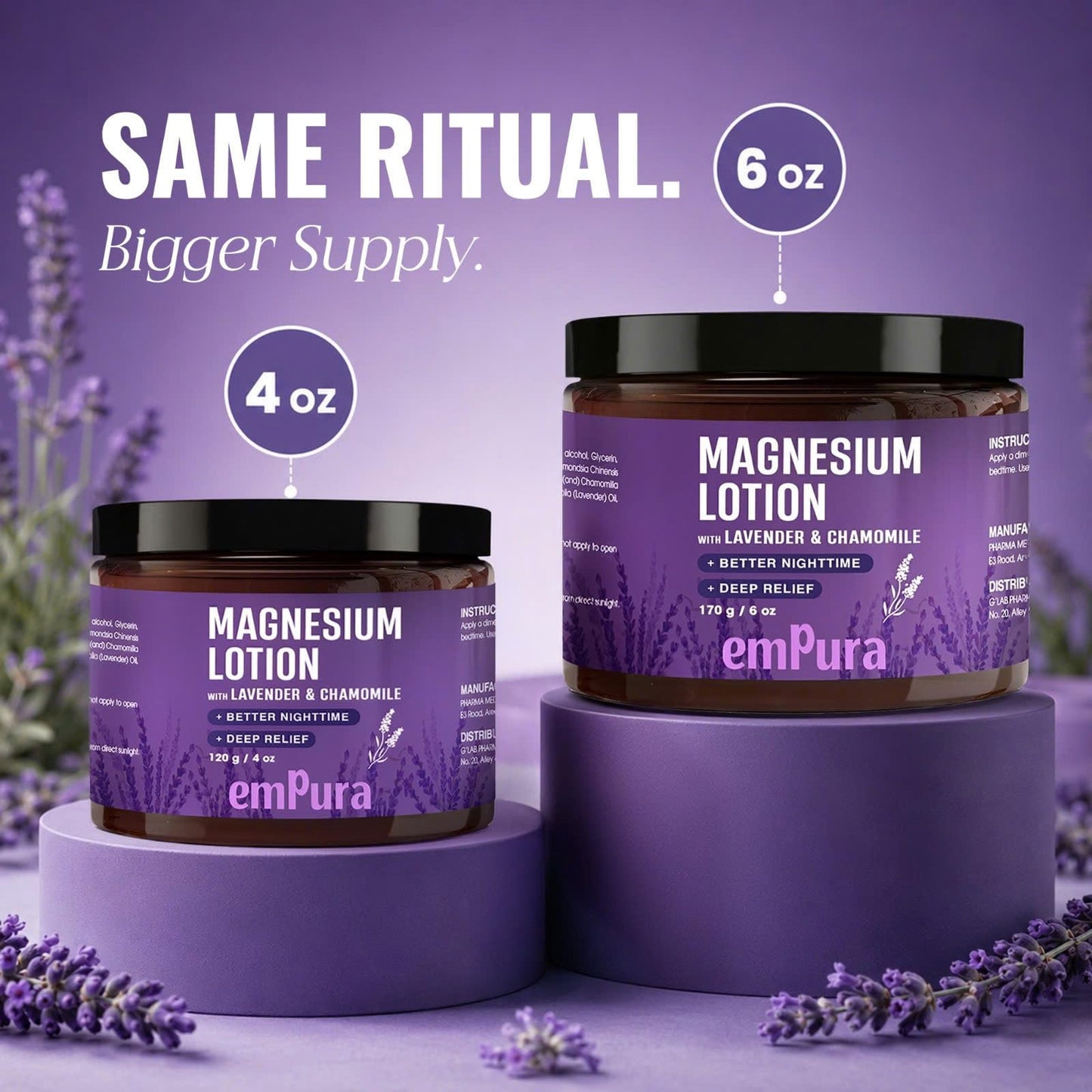 EMPURA Magnesium Lotion with Lavender & Chamomile – Fast Absorbing Magnesium Cream for Relaxation & Muscle Relief, Hand Leg or Foot Lotion, Self Care Gifts for Women, Relaxing Gifts For Women (4oz)