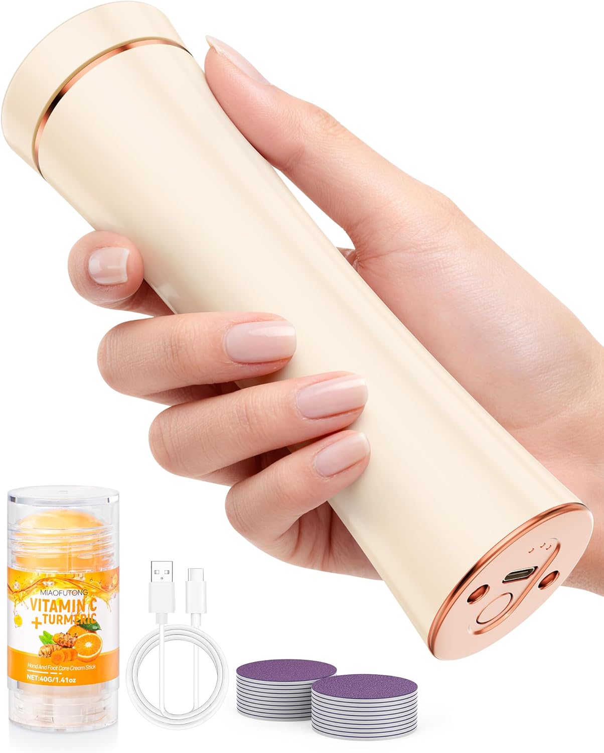 Electric Foot Callus Remover - Rechargeable Waterproof Pedicure Tool | Portable Foot File for Dead Skin Care (White)