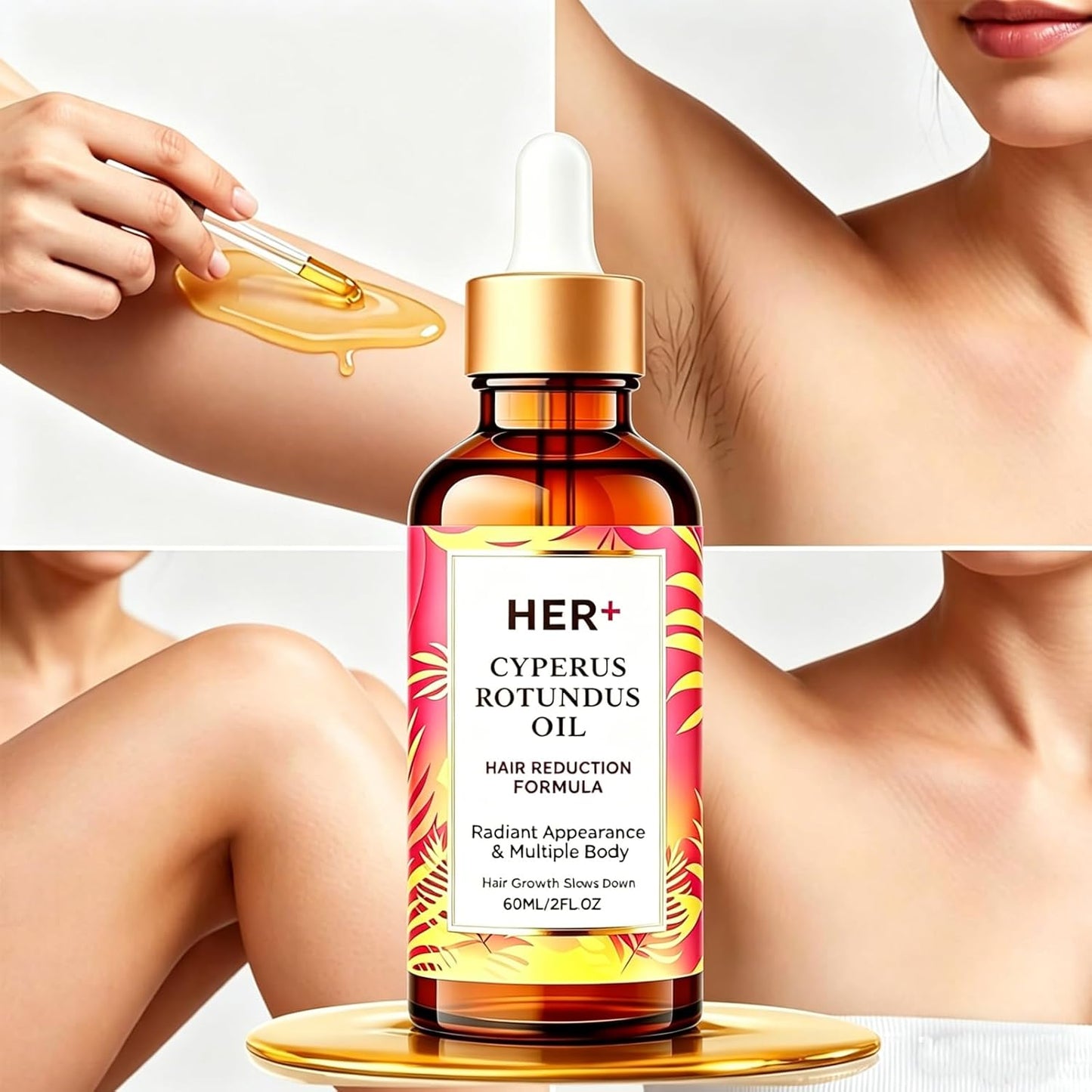 Rotundus Hair Removal Oil Serum - Moisturizing & Soothing Formula for All Skin Types | 2 Sets