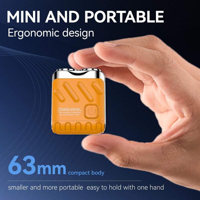 Mini Electric Shaver, Portable Rotary Dual Ring Electric Shaver, Mini Shavers for Men, USB Rechargeable One Button Long Lasting for Home Travel Business, Orange