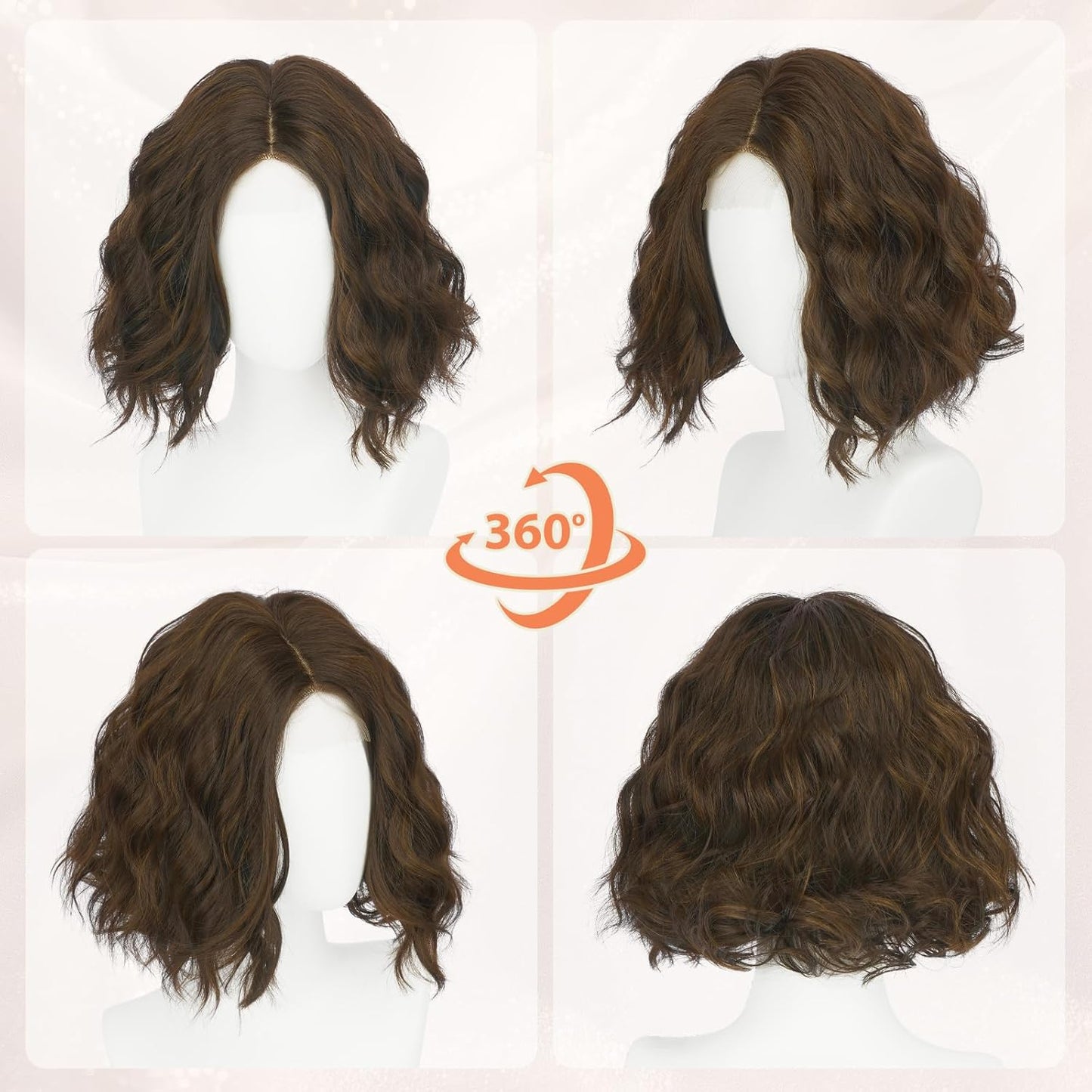 Blonde Bob Wig for Women - Lace Front Short Soft Wavy Curly Synthetic Hair | 11 Inch Natural Look