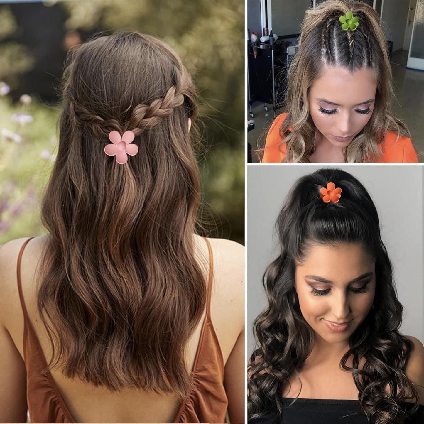 Small Flower Hair Claw Clips - 12 Pack Mini Jaw Clips for Kids & Women | Strong Hold, Non-Slip, 1.37 Inch