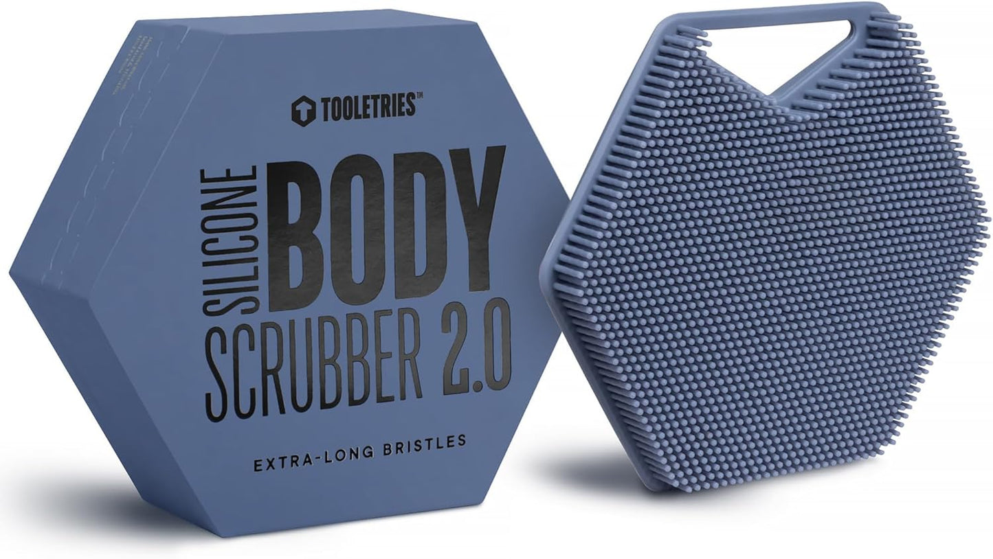 Premium Silicone Body Scrubber 2.0 | Exfoliating Loofah Alternative for Sensitive Skin - Quick Drying, Long-Lasting, Sand Color