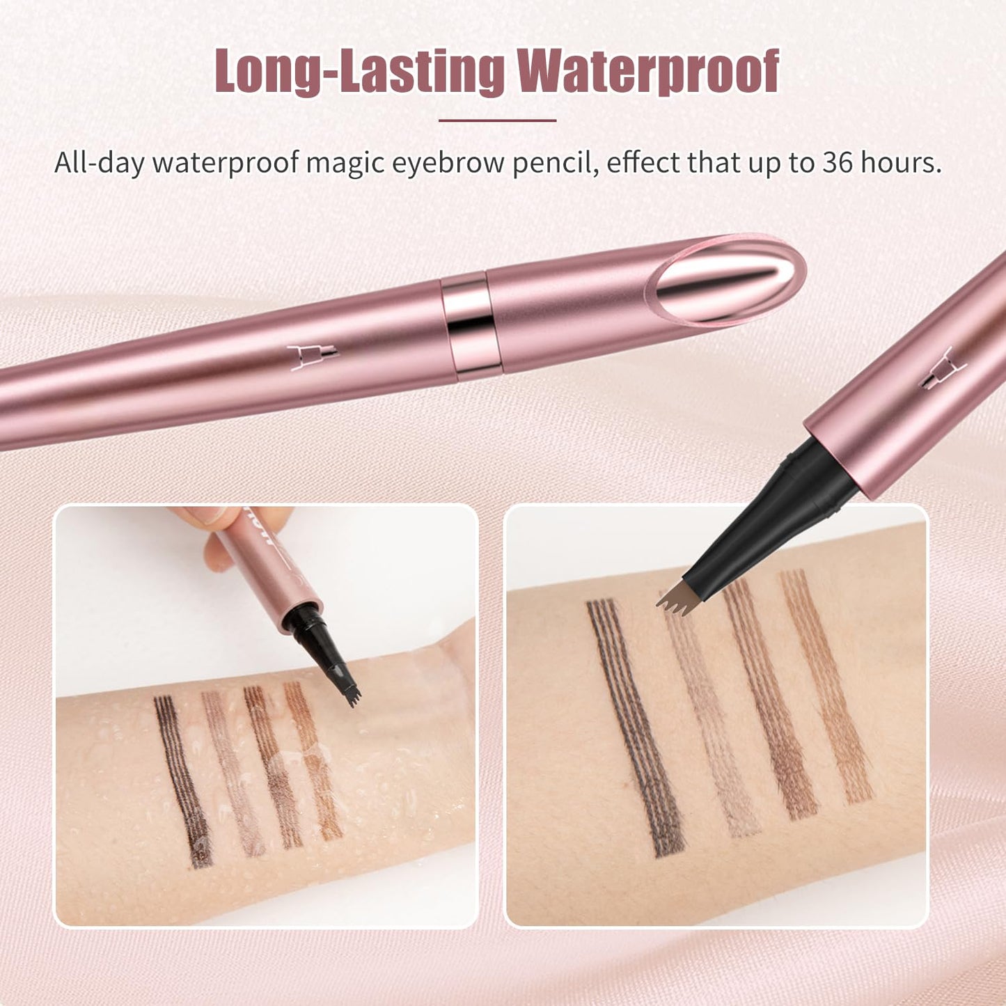 2026 New Microblading Eyebrow Pen, Upgrade 4-Tip 3D Eyebrow Pencil, Waterproof Long-Lasting Fine Stroke Contouring Pen, Natural Makeup Effect for All Day (Black)