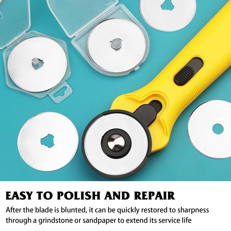 10Pcs 45mm Rotary Cutter Blades for Rotary Cutter, Rotary Cutter Replacement Blades Includes Plastic Blade Storage Case, Rotary Cutter Replacement for Quilting Fabric, Paper, Leather