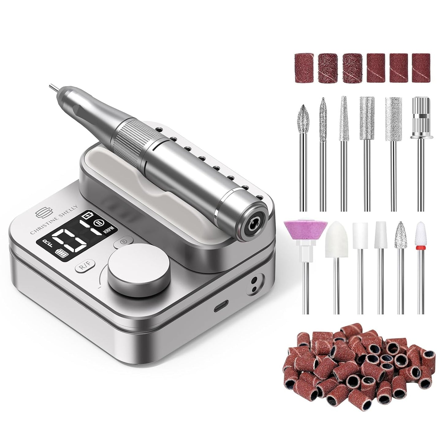 Rechargeable Nail Drill - 35000 RPM Electric Efile for Acrylic & Gel Polishing | Complete Bits Kit