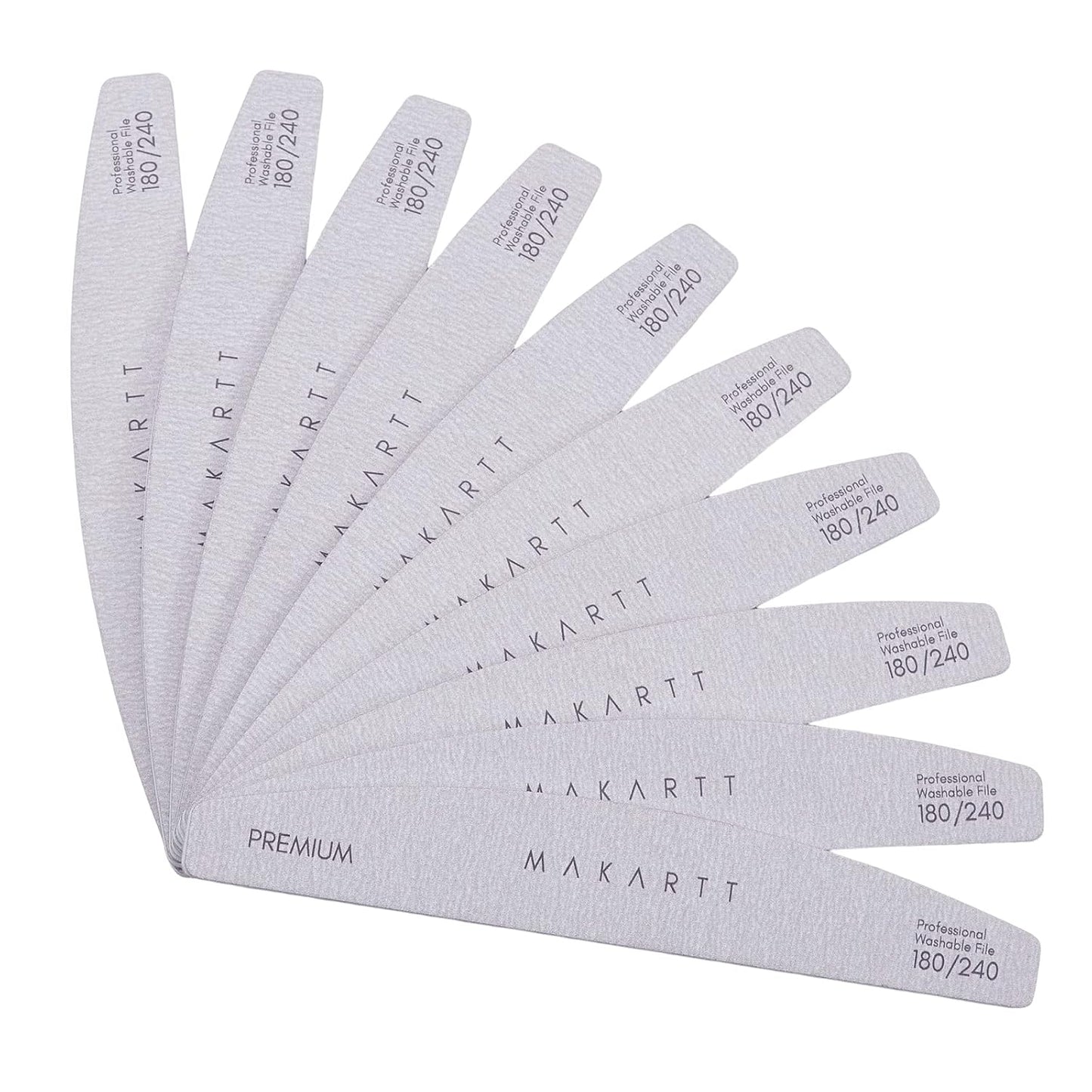 Makartt Nail Files - 180/240 Grit Emery Boards for Natural Nails | 10pcs Dual-Sided Manicure Set for Salon & Home Use